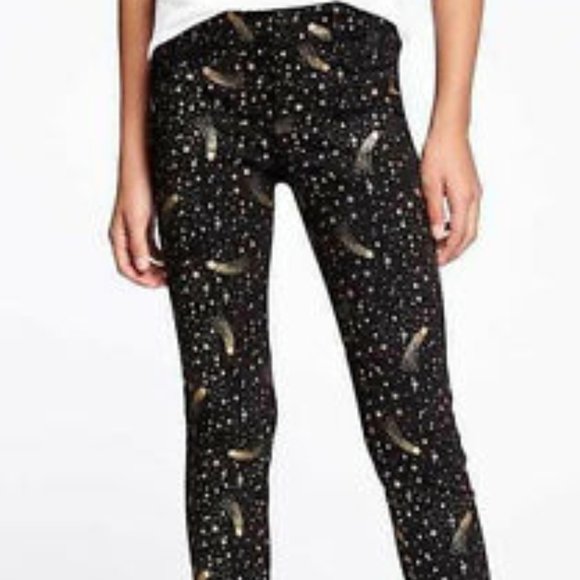 Old Navy Girls Rockstar Jeggings Black and Gold - Picture 2 of 8